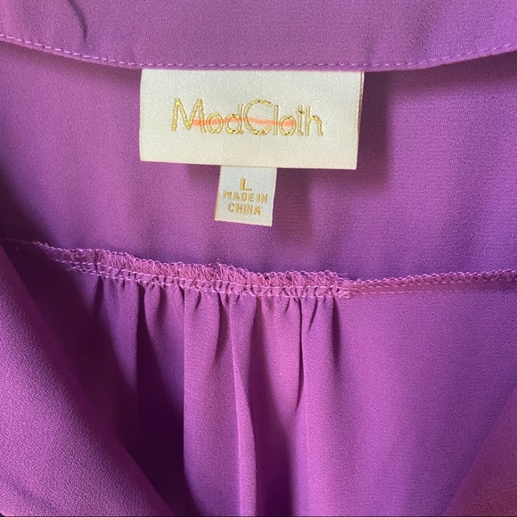 ModCloth Co-Host Long Sleeve Top Purple Floral - Picture 5 of 9